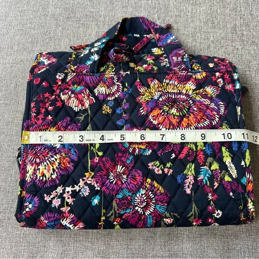 Vera Bradley Quilted Floral Hanging Organizer Travel Tote Bag in Navy